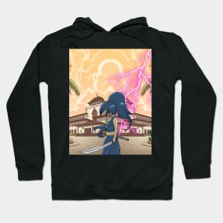 samurai girl with a big sword and avery astounding power of focus Hoodie